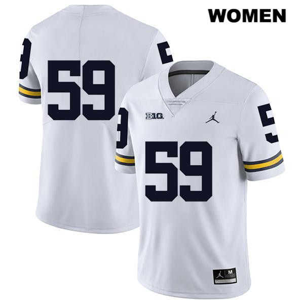 Women's NCAA Michigan Wolverines Joel Honigford #59 No Name White Jordan Brand Authentic Stitched Legend Football College Jersey OR25H31XE